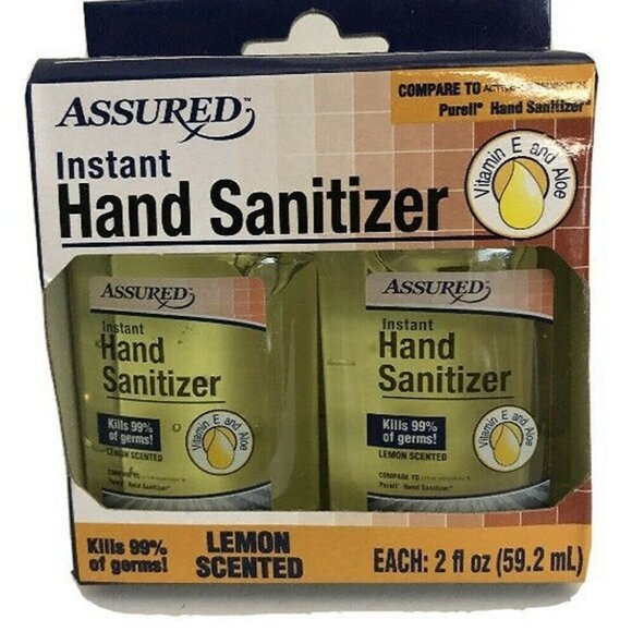 Lot of 24 packs Assured Hand Sanitizer 2 Oz Bottles-Lemon Scent - Picture 1 of 11